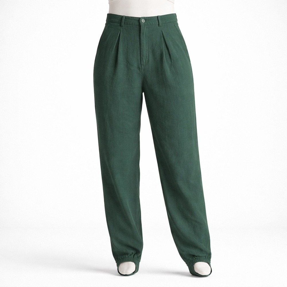 Westport Ltd Vintage Green Corduroy Stirrup Pants High‎ Waisted Pleated Size 10